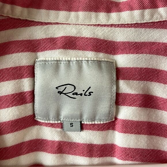 Rails V-Neck Button Down Stripped Top Size Small - Picture 3 of 4